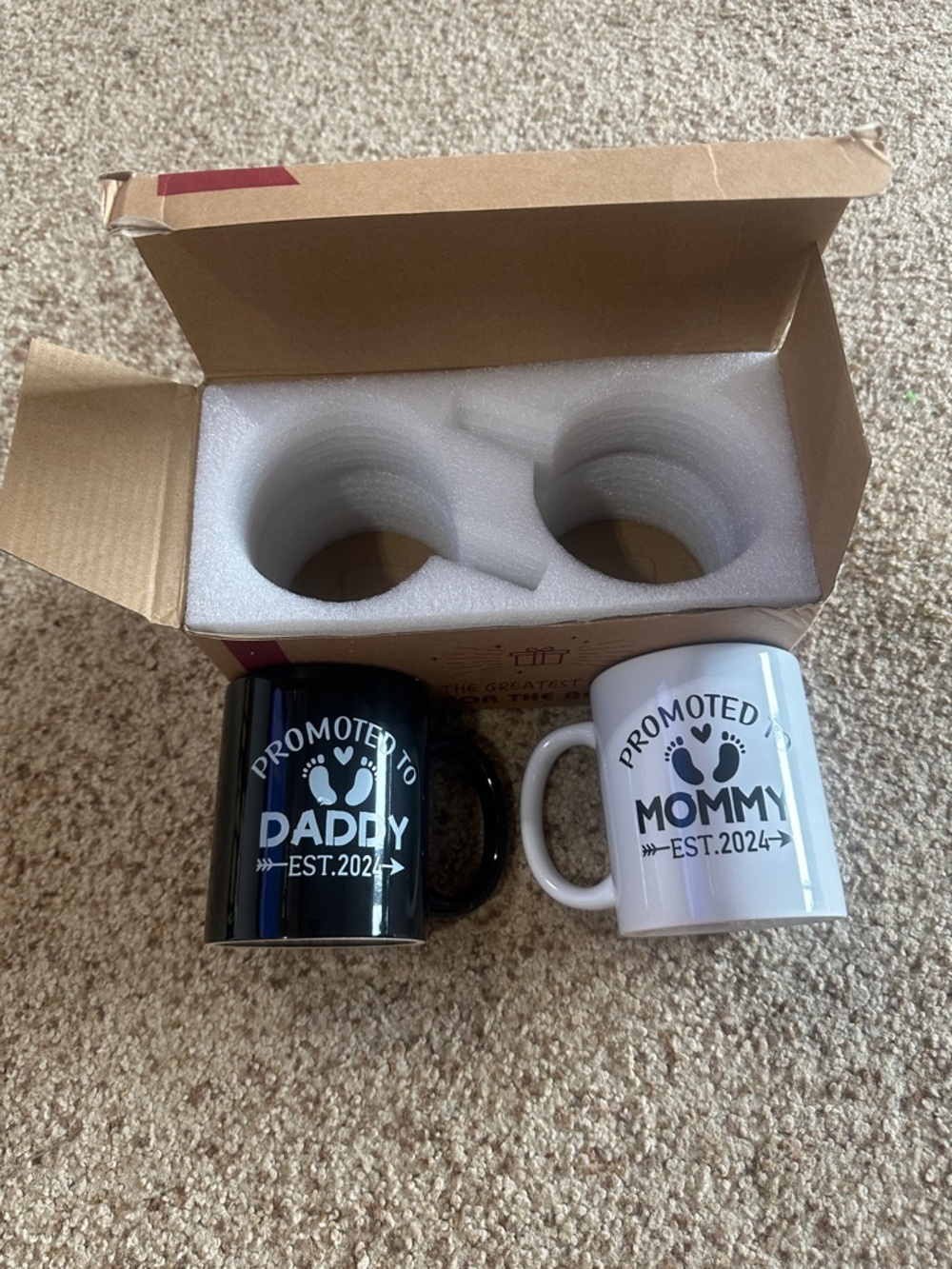 Promoted to Daddy & Mommy in 2024 Mug Set - Black and White